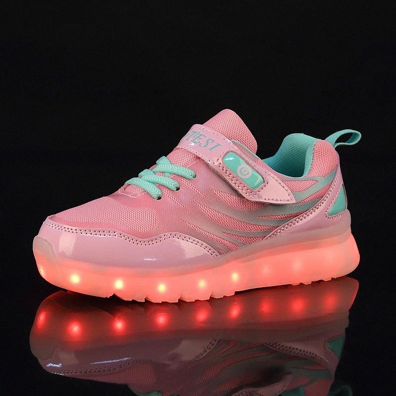 

2018 New Children Shoes Hot Light Led luminous Shoes Boys Girls USB Charging Sport Casual Led Kids Glowing Sneakers #Lf1g