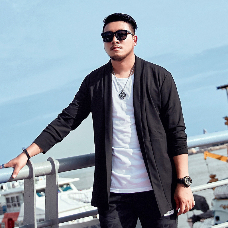 

and 2020 Spring New Male Autumn Long Section of the Mark Large Casual Loose Jacket More Size Xl-7xl Govd, Black