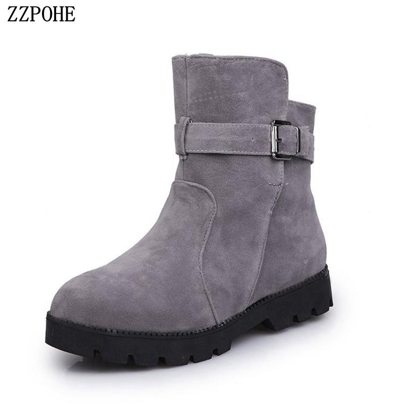 

ZZPOHE Women Winter New Boots Women's Casual Flat Heels Snow Boots Female Slip On Warm comfortable Ankle Plus Size 35-43, Black