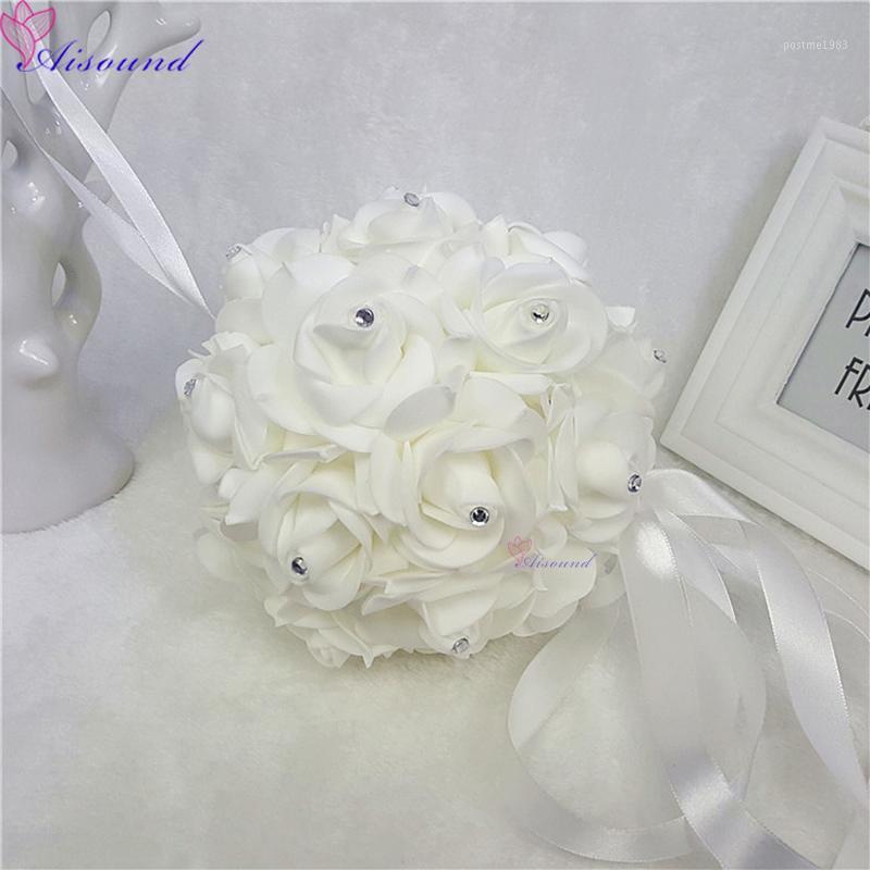 

Aisound 9" Artificial Rose Flower Balls Hanging Decoration Bouquet Wedding Flower Centerpieces Marriage Party Decor 2pcs/lot1, White