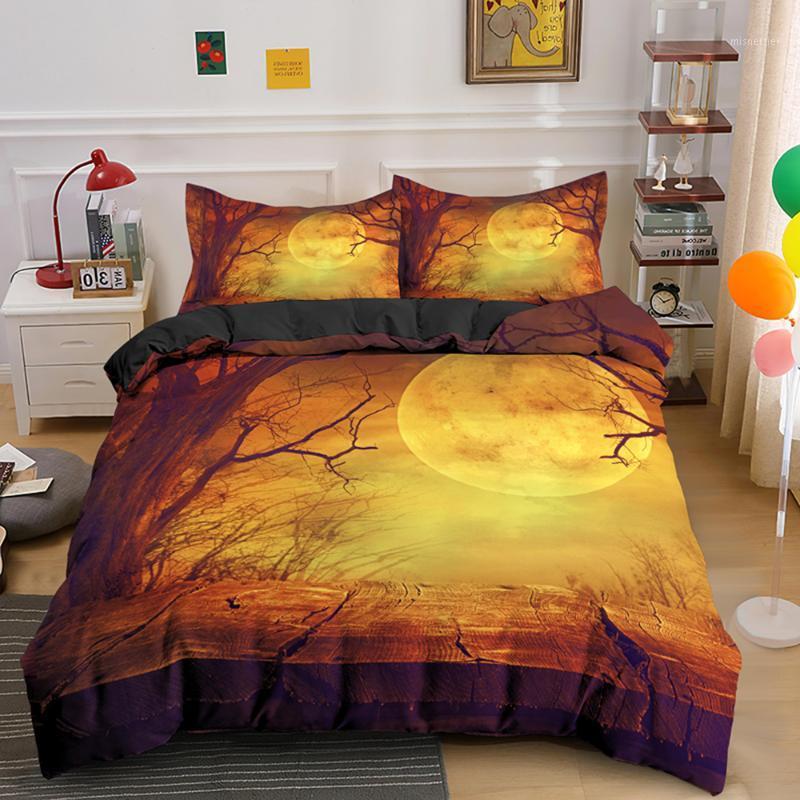 

Happy Halloween Bedding Set For Kids 2/3PCS Duvet Cover Sets Pumpkin Decor Moon Night Comforter Covers  Full Queen King Size1, Bss729