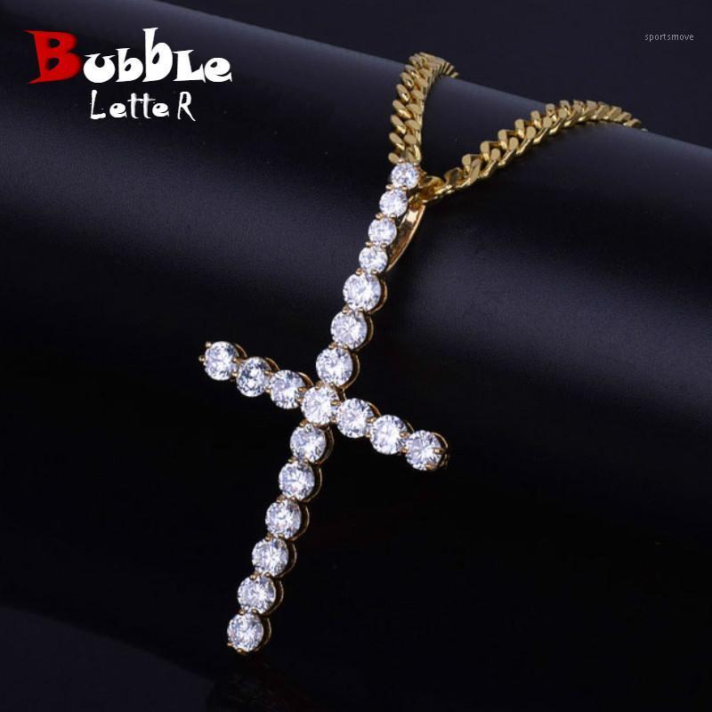 

Men Women Zircon Cross Pendant Gold Silver Copper Material Iced CZ Cross Pendants Necklace Chain Fashion Hip Hop Jewelry1