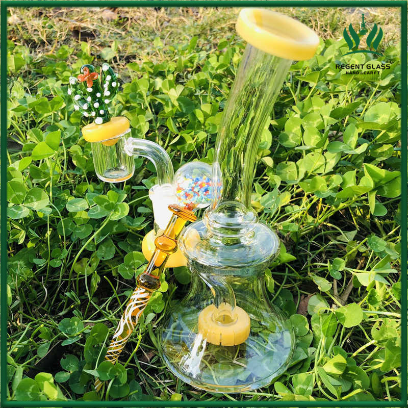 

Mini Bong 6 Inch Tall Dab Rig Glass Oil Rig Recycler Smoking water pipe Wax Oil Rig with 14mm Banger Bowl Piece Carb Cap Dabber