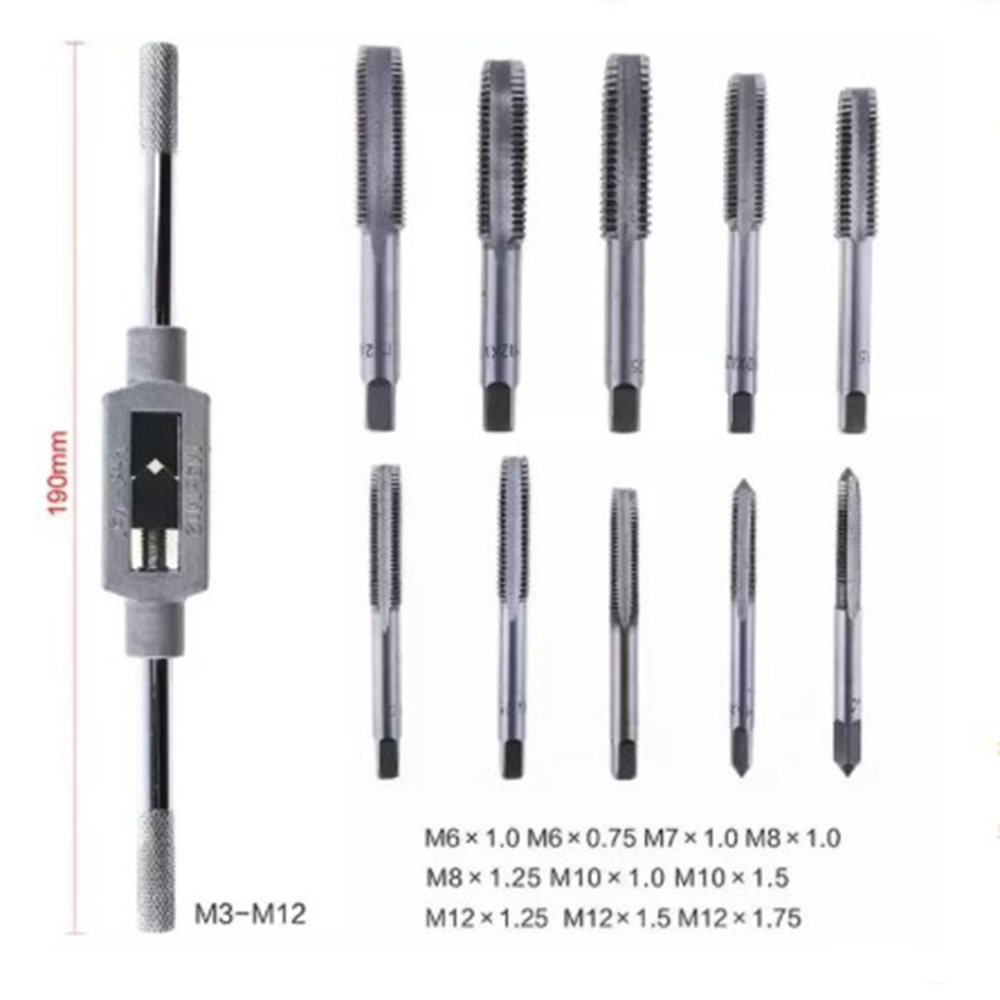 

11pcs/Set M12 *1.75 Cr-Mo Tap Die Bolt Remover Screw Thread Metric Plugs W/Holder Frame For Cutting Wood