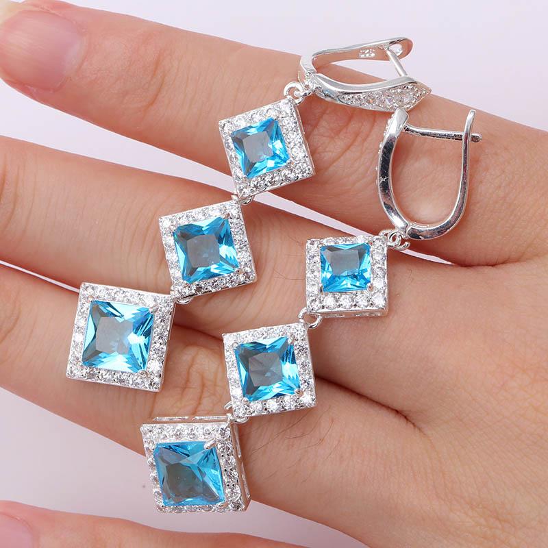 

Dangle & Chandelier Trendy Geometric Crystal Drop Earrings For Women Square Cubic Zircon Hoop Classic Wedding Party Jewelry Gift