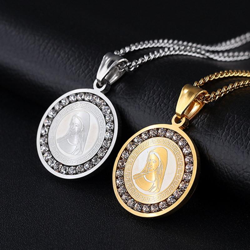

Virgin Mary Necklace Gold Color Stainless Steel Virgin Guadalupe Pendants Necklaces For Catholic Religious Jewelry