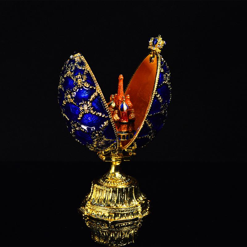 

Gift With Egg Faberge Metal Beautiful Handicraft Small Castle QIFU Ohghl