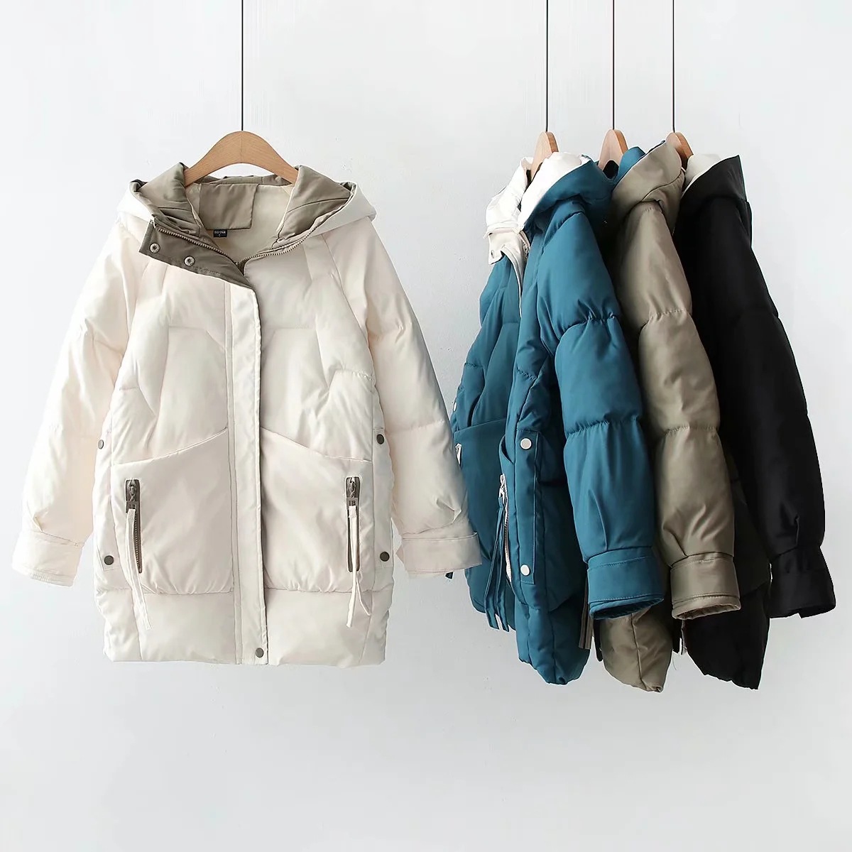 

2021 Women's Winter Warm Thick Hooded Cotton Down Jacket Newest Long Padded Parkas For Women Oversize 3XL Loose Cotton Coats, Black