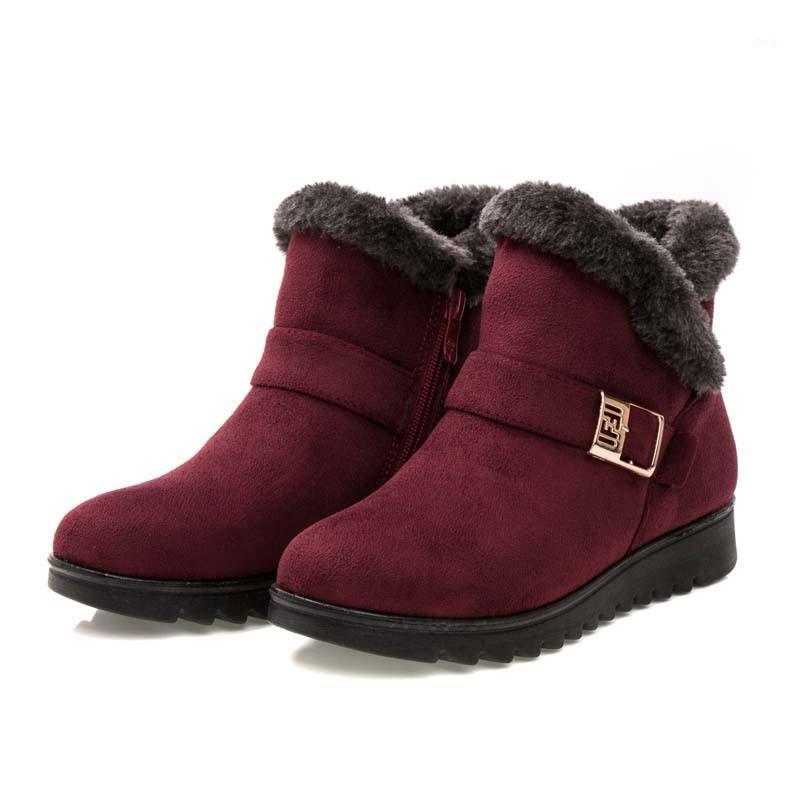

New 2020 women winter boots suede ankle snow boots Female warm fur plush insole comfortable botas mujer flat shoes woman XKD21761, Black