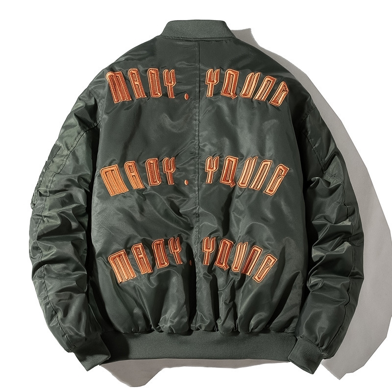 

2021 New Embroidered Men Winter Driver Hip Hop Baseball Jacket Couple High-street Rock Streetwear Letter KPAX, Armygreen