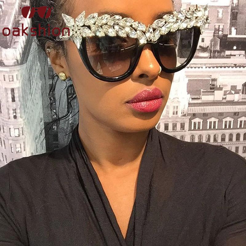 

Fashion Luxury Cat Eye Diamond Sunglasses Women Crystal Rhinestone Sun Glasses Oversized Frame Bling Shades 2020