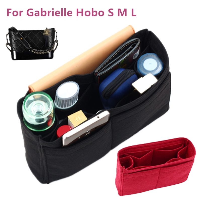 

Fits Gabrielle Hobo Felt Cloth Insert Bag Organizer Makeup Handbag shaper Organizer Travel Inner Purse Portable Cosmetic Bags Y200714, 5001black s