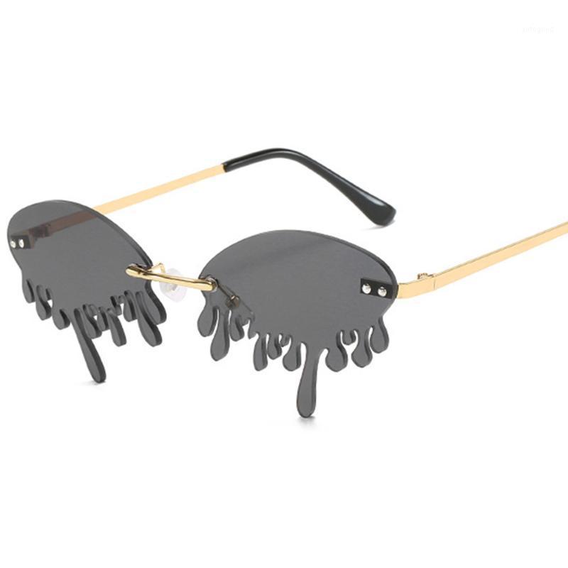 

Sunglasses Fashion Rimless Women Vintage Unique Tears Shape Steampunk Female Gafas Shades UV400 Oculos Feminino1