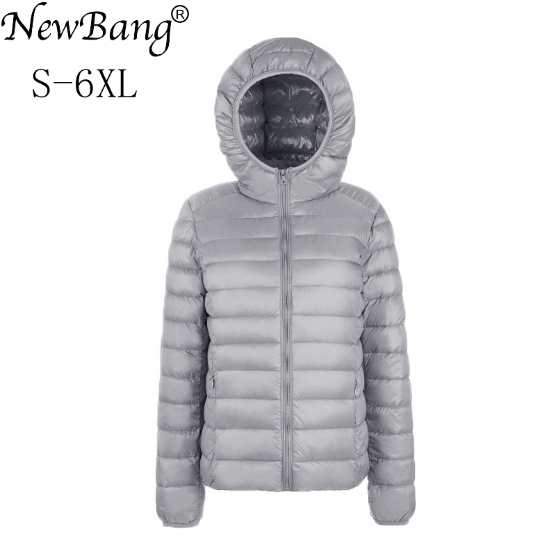 

NewBang Brand Large Size 6XL Women's Down Coat Plus Ultra Light Down Jacket Women Lightweight Portable Windbreaker Parka 201128, Black