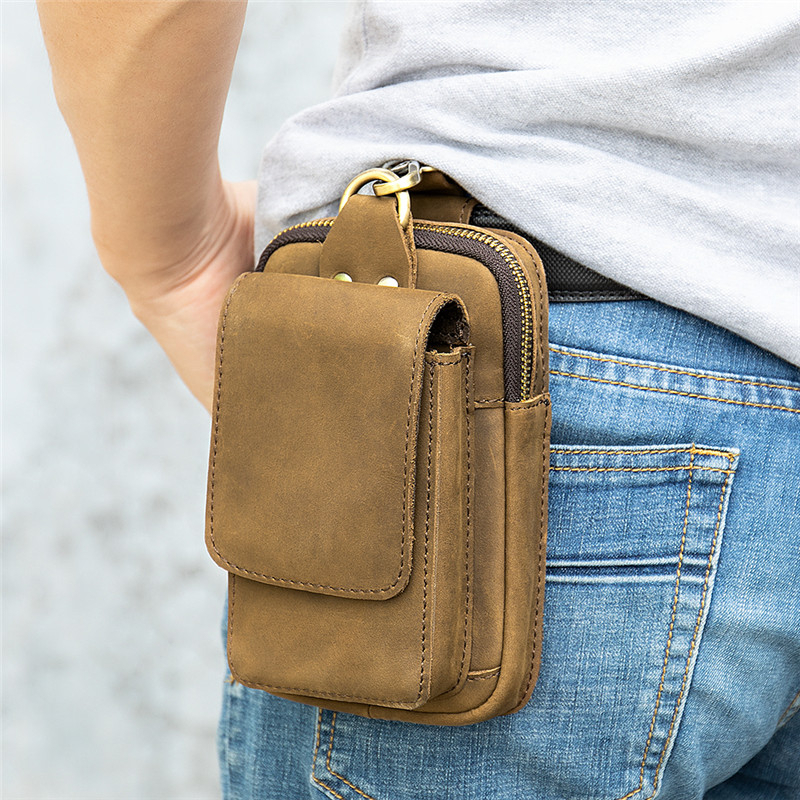

2020 of Men Small Casual Design Hook Leather Waistband Bag Cigarette Belt Package in Case Dbqz, Black