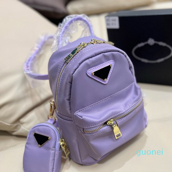 

Designers Simple Womens Mini Backpack Women Nylon Triangle Badge Shoulder Cross Body Messenger Bag Luxury Backpacks Travel Bags For L0202, Blue