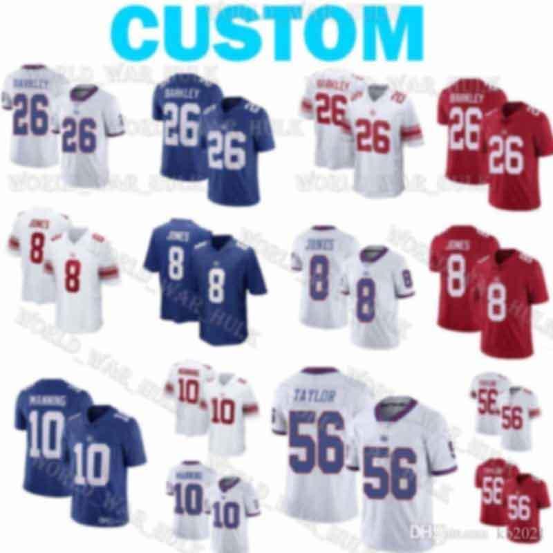 

8 Daniel Jones Jersey 26 Saquon Barkley 56 Lawrence Taylor 92 Michael Strahan 86 Darius Slayton New York Giants 89 Mark Bavaro, Black;red