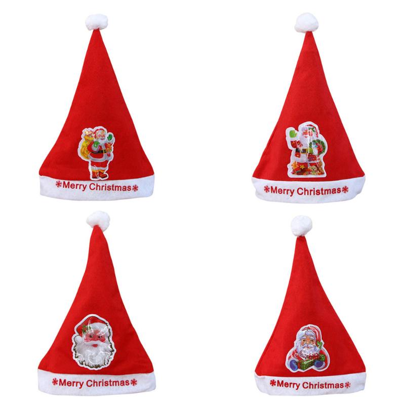 

4pcs Flashing Light-Up Christmas Caps Soft Fabric Head Decoration for Xmas Decors Adults Kids Gifts