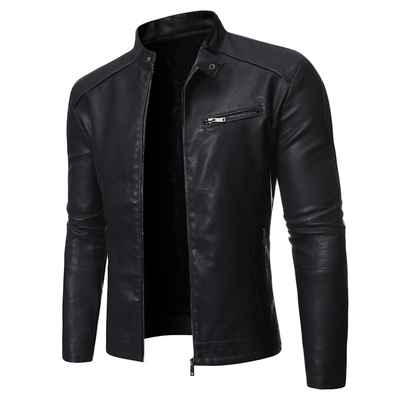 

2021 New Negizber Plus Veet Male Plutonium Leather Solid Color Fashion Fine Spring Fit Streetwear Jacket X36c, Dark gray.