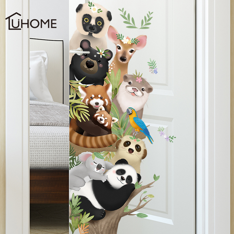 

Lovely Panda Giraffe Koala Animal Cartoon Wall Stickers for Living Room Kids Room Stickers DIY Wallpaper PVC Self-adhesive 201207