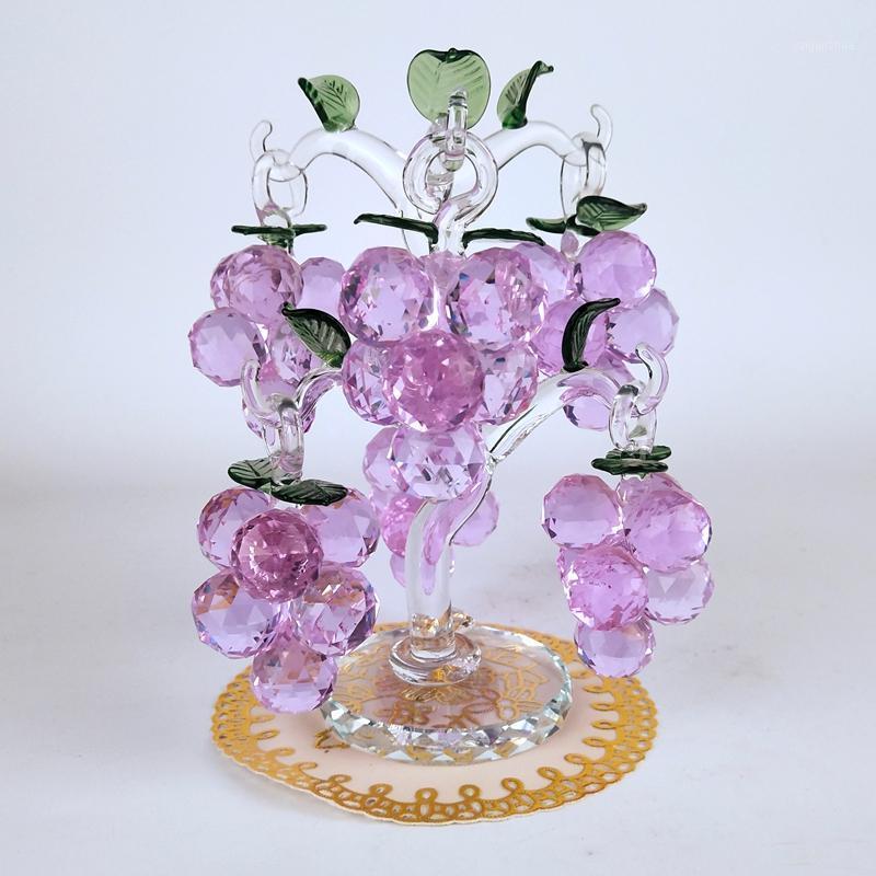 

High-end Crystal Clear Chirstmas Tree Hanging Ornaments Fengshui Craft Crystal Glass Purple Grapes Figurine Home Decor Xmas Gift1