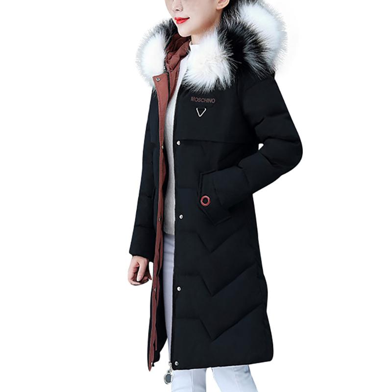 

FREE OSTRICH Jacket Coat Women Warm Long Outwear Coats Plus Size High Quality Women's Winter Thick Jackets With Fur Hooded, Black