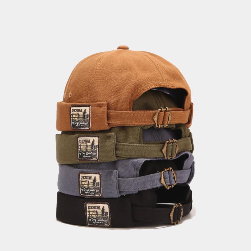 

Fashion Men And Women Easy Matching Patch Couple Hip-hop Skullcap Beanie Hat Cap Elegant and handsome dome hat For men women1, Khaki