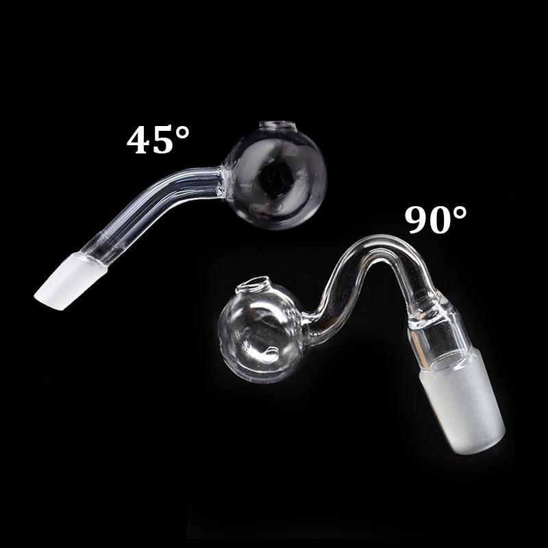 

cheapest Glass oil burner pipe thick 10mm 14mm 18mm Male Female pyrex clear oil burner curve water pipe for smoking water bong 45 90 degree