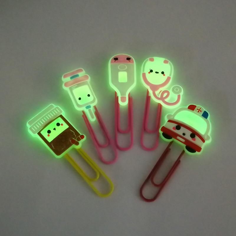 

1PCS Hot Designs Glowing PVC Bookmarks Luminous Paper Clips School Stationery Office Supply Page Holder Teacher Gift