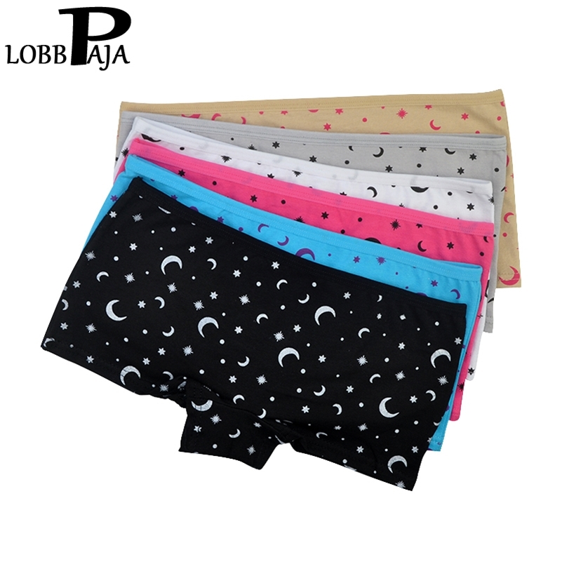

LOBBPAJA 6 PCS/Lot Woman Underwear Panties Cotton Low Rise Girls Boyshorts Boxer Briefs Cute Stars Ladies Knickers for Women 369 201112, Multi