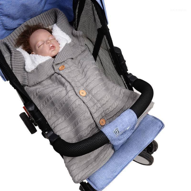 

Newborn Baby Winter Warm Sleeping Bags Infant Button Knit Swaddle Wrap Swaddling Stroller Wrap Toddler Blanket Sleeping Bags1