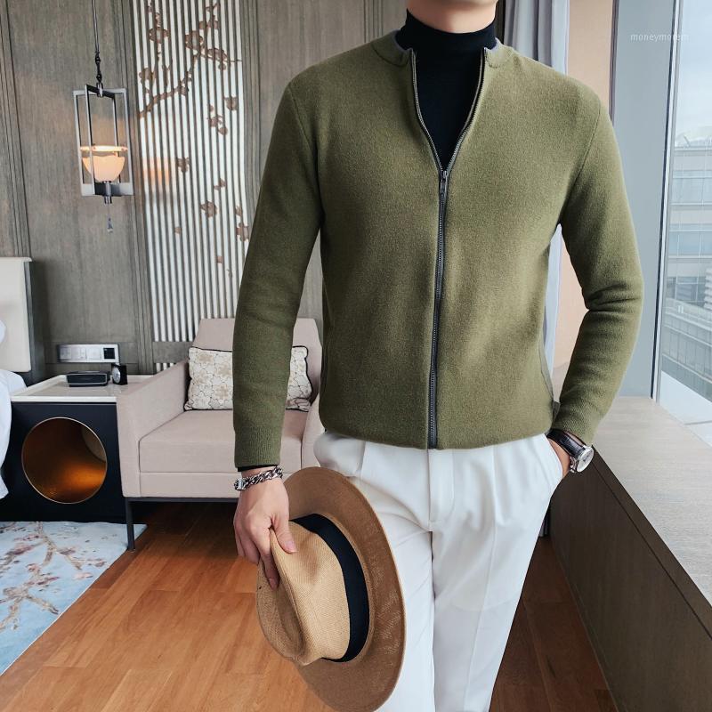 

British Style Cardigan Men Coats Fashion 2020 Long Sleeve O-Neck Sweater Men Clothing All Match Slim Fit Knitted Pull Homme 3XL1, Black