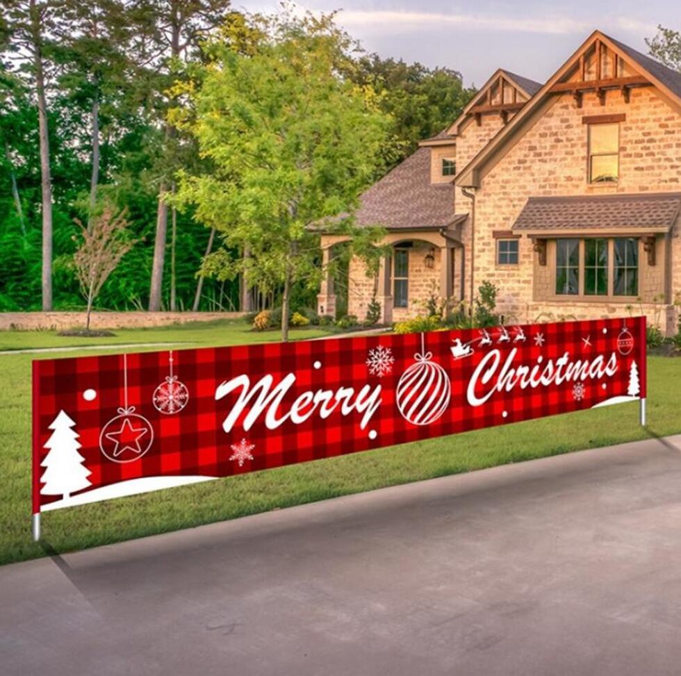 

Christmas Letters Banner Halloween birthday party Decorative Banner Flag Festival Decoration Christmas Banner Flag Red Burlap Plaid Hanging