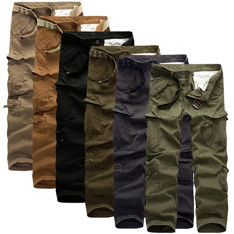 

Men Cotton Cargo Tactical Pants City Spring Autumn Army Combat Cargo Pants Casual Soldier Train Trousers Multi Pockets, Black