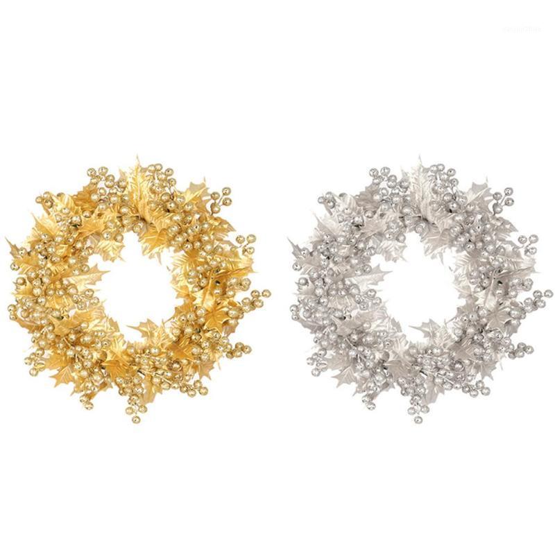 

40CM Christmas Decoration Wreath Gold Silver Durable Front Door Wall Window Garland Decoration Pendant Prop for Indoors Outdoor1