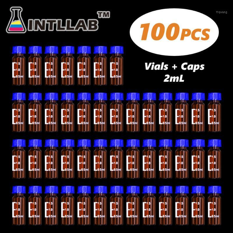 

INTLLAB Chromatography Vial 2ml Hplc Vials and Blue Screw Cap with Hole 100pcs/Pack1