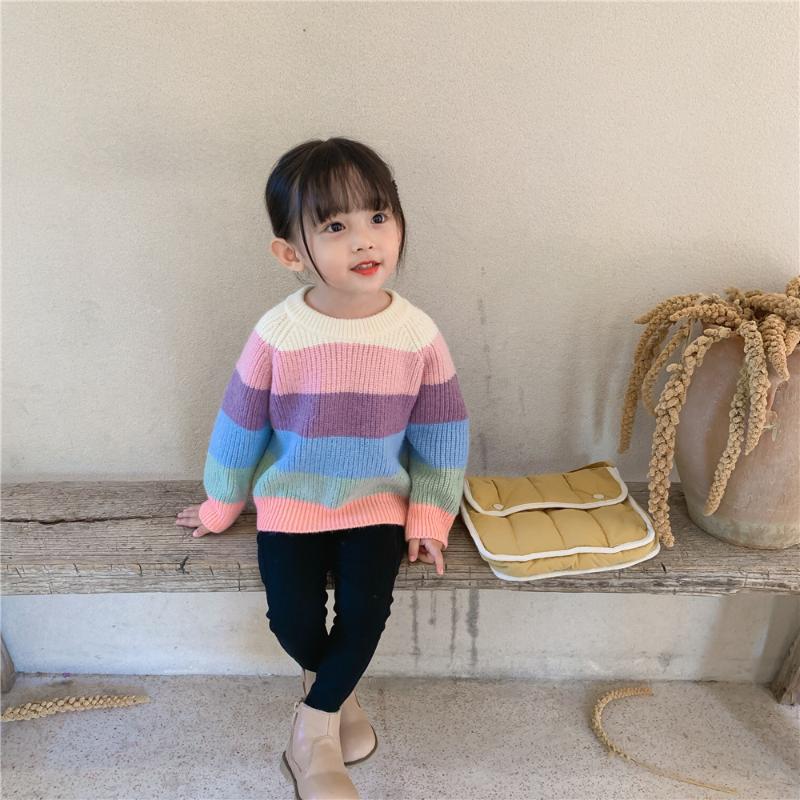 

Girls Clothing 2021 Winter Pullover Children Sweaters Cartoon Cloud Long Sleeve Outerwear O-neck Kids Knitwear, Beige