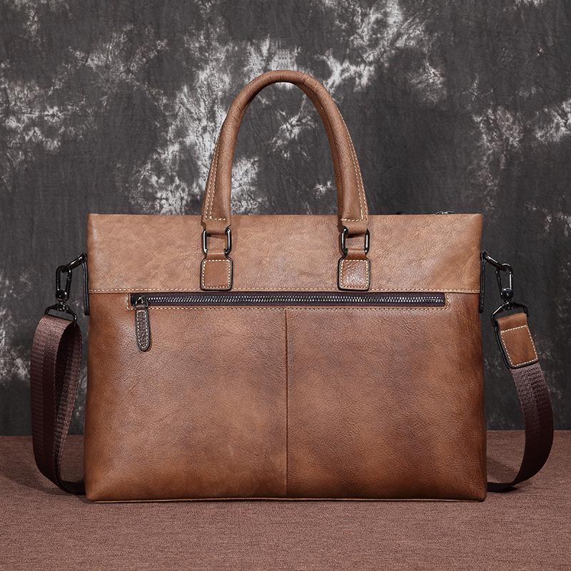 

YourSeason Briefcase Genuine Leather Bag 2021 New Mens Vintage Male Leisure Business Handbags Cowhide Laptop Messenger Bags, Retro coffee