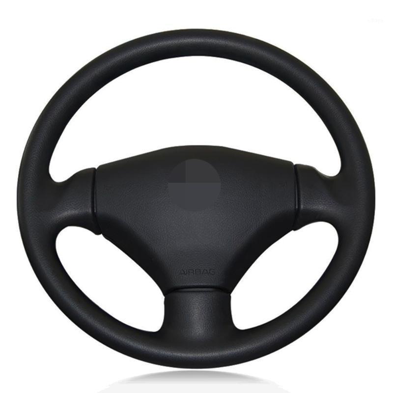 

Car Steering Wheel Cover Hand-stitched Black Artificial Leather For 206 2003-20061