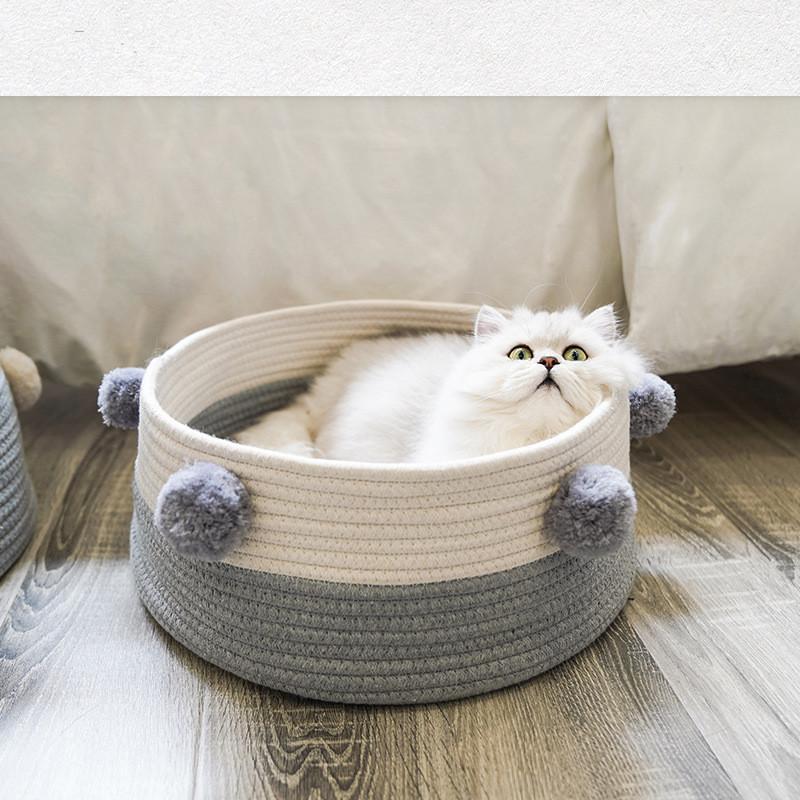 

Round Knitted Pet Dog Cat Bed Puppy Cage Cave House Soft Warm Pet House Mat Comfortable Warm Bed1