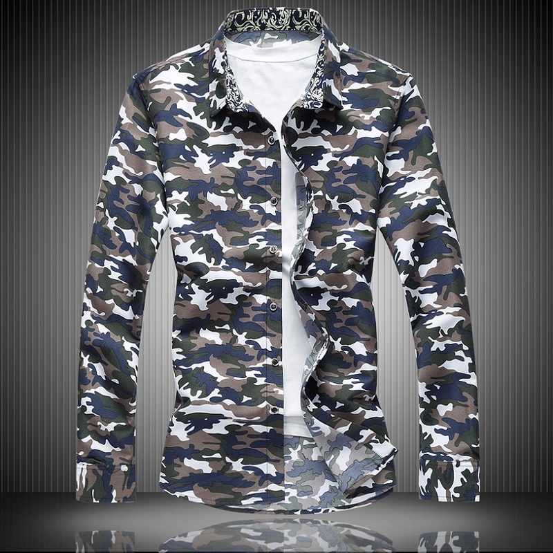 

2021 New Camouflage Spring Autumn Men's Long Sleeves Shirts Fashion Classic Men Shirt Brand Clothing Rn5s, Army green