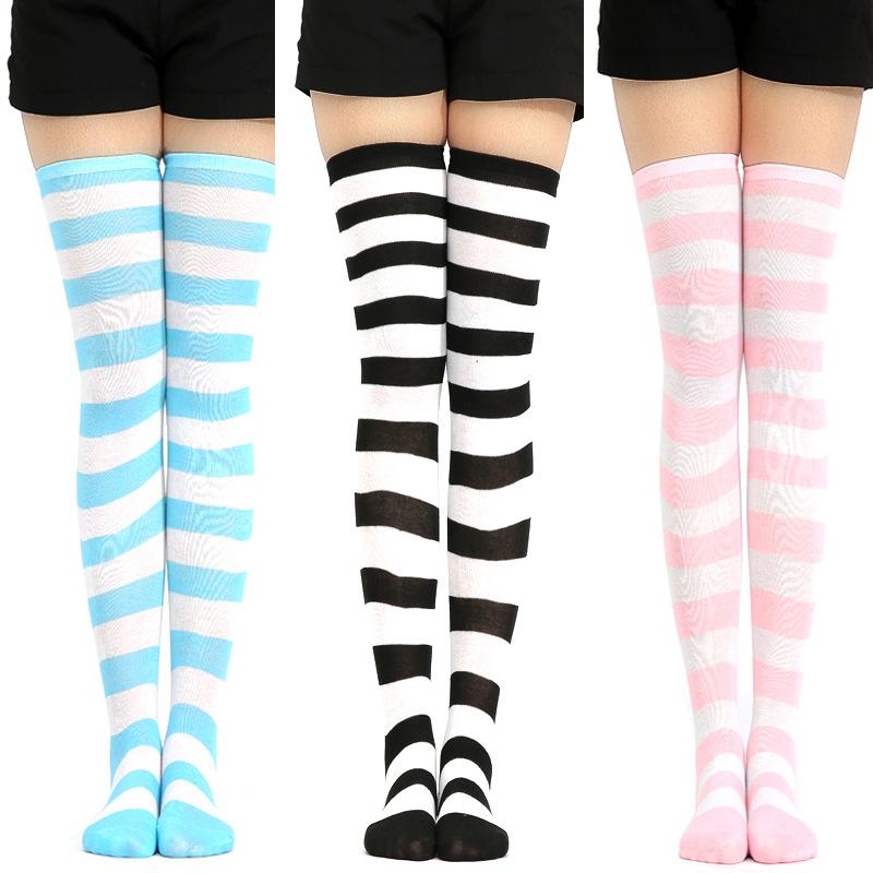 

Women's Stocking Kigurumis Cartoon stripes Funny Cute Colorful knee Long Kawaii for Girl, Beige