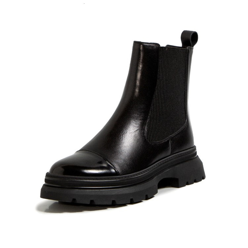 

2021 New Concise Elastic Band Women Autumn Winter Boots Genuine Leather Chunky Heels Working Party Shoes Woman Zdmw, Brown