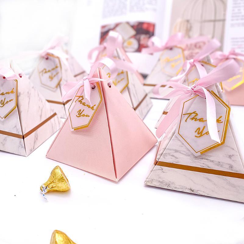 

New Triangular Pyramid Marble Candy Box Wedding Favors and Gifts Boxes Chocolate Box Bomboniera Giveaways Boxes Party Supplies1