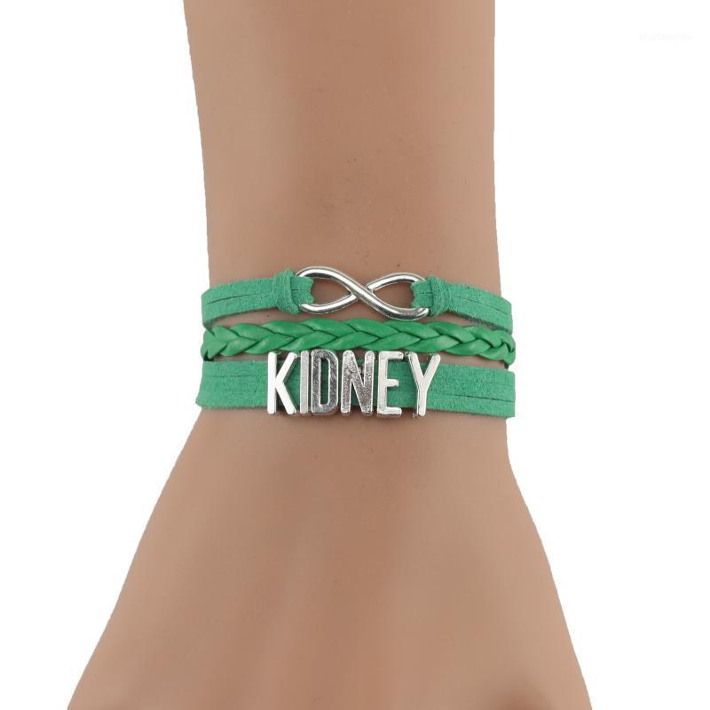 

Infinity Charm Kidney Bracelet stacks Charm awareness leather braid rope handmade wrap men bracelets & bangles for Women jewelry1
