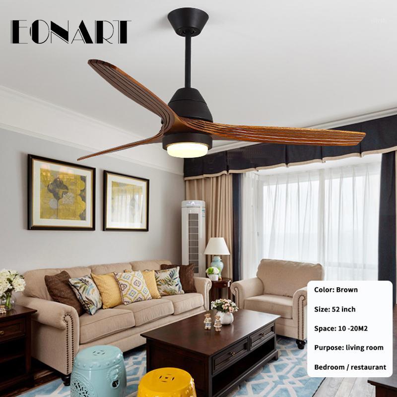 

52Inch modern led minimalist solid wood blade remote control ceiling fans luxury decorative ceiling fan with lamp 220V lampshade1