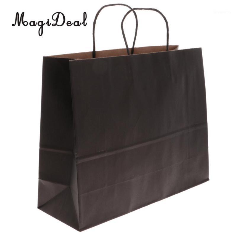 

10pcs Kraft Paper Loot Bags with Handles Carrier Gift Party Bags L Dark red1