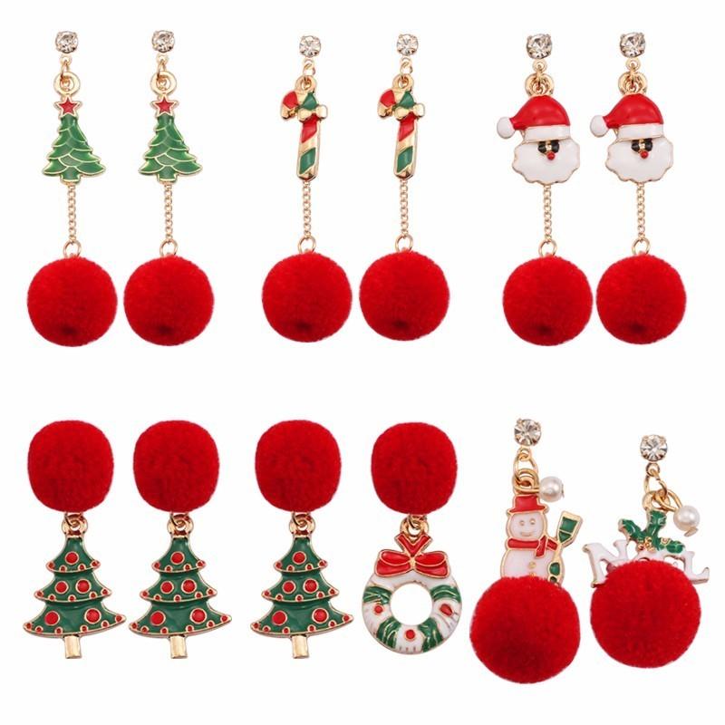 

Earrings 2021 Hot Sale Christmas Earrings Elk Wreath Santa Claus Wreath Pendant Tassel Girl Jewelry Gift CN
