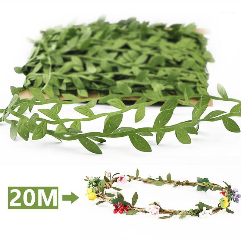 

Party Wedding Decoration DIY Scrapbooking Decorative Wreath Fake Flower 20Meter/Lot Silk Artificial Leaf Leaves Flower For Home1, Green
