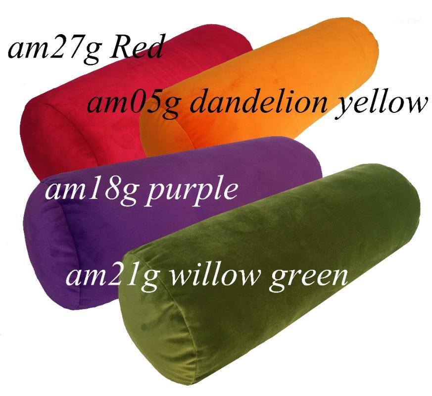 

am21g ( Only Sell Cover ) Green Yellow Red Pueple Round Bolster Velvet Neck Roll Yoga Cushion Cover Pillow1, 15 x 23cm